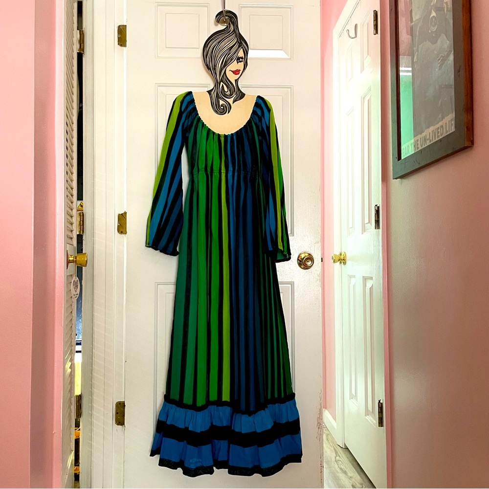 Vintage 60s Striped Colorful Ombré maxidress